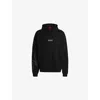 Hugo Boss Mens Black Branded-print Kangaroo-pocket Cotton-jersey Hoody In Black
