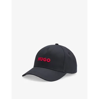 Hugo Boss Mens Hugo Curved-peak Brand-embroidery Cotton Cap In Black