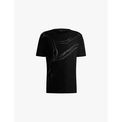 Hugo Boss Mens Black Degradé-print Short-sleeve Cotton-jersey T-shirt