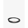 Hugo Boss Mens Double-cuff Braided-leather Bracelet Black