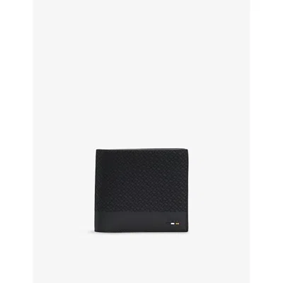 Hugo Boss Mens Black Embossed 4-card Slot Leather Wallet