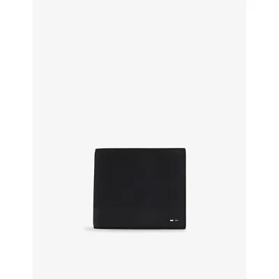 Hugo Boss Mens Embossed 8-card Slot Leather Wallet In Black