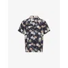 Hugo Boss Mens Black Floral-print Short-sleeve Woven Beach Shirt Xl In Black