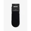 Hugo Boss Mens Iconic Intarsia-logo Pack Of Two Cotton-blend Knit Socks Black In Black