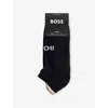 Hugo Boss Mens Black Iconic Intarsia-logo Pack Of Two Cotton-blend Knit Socks In Black