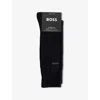 Hugo Boss Mens Intarsia-logo Crew-length Pack Of Two Cotton-blend Knit Socks Black