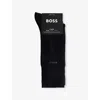 Hugo Boss Mens Intarsia-logo Crew-length Pack Of Two Cotton-blend Knit Socks Black In Black