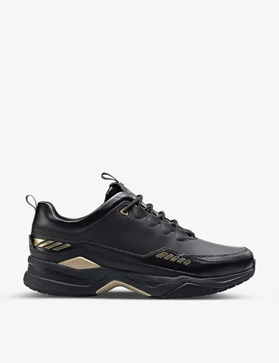 Hugo Boss Logo-embossed Textile Low-top Trainers In Black