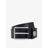 Hugo Boss Boss Mens Black Business Logo-emed Buckle Leather Belt In Black