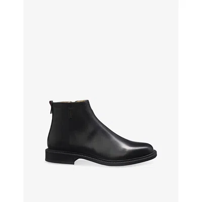 Hugo Boss Mens Black Logo Trim Leather Boots Eur 40 / 6 Uk