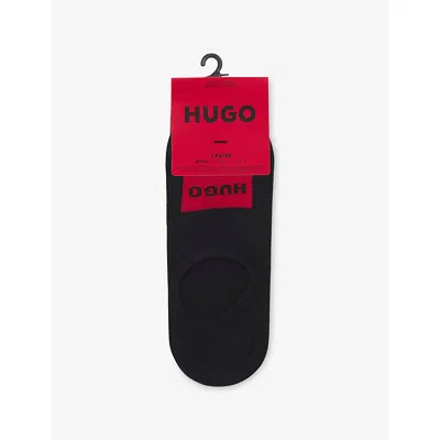 Hugo Boss Mens Black Logo-print Invisible Pack Of Three Cotton-blend Socks