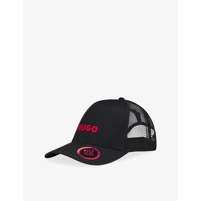 Hugo Boss Mens Black Marsel Cotton And Mesh Trucker Cap In Green