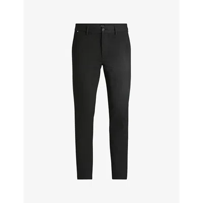Hugo Boss Mens Black Micro-patterned Slim-fit Stretch-woven Trousers