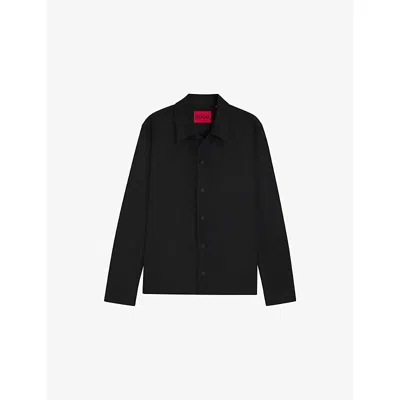 Hugo Boss Mens Black Oversized Button-up Stretch-woven Shirt Xxl