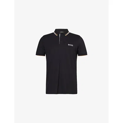 Hugo Boss Mens Boss Green Paddy Pro Striped-collar Cotton-blend Pique Polo Shirt