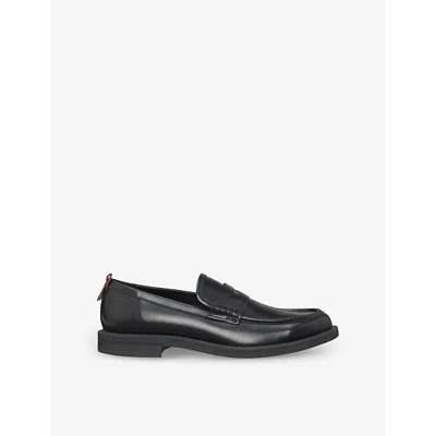 Hugo Boss Mens Penny-detail Leather Loafers Black Eur 44 / 10 Uk