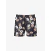 Hugo Boss Fully Lined Swim Shorts With Seasonal Print In Black