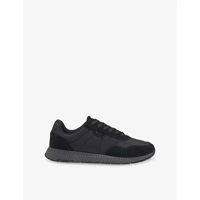 Hugo Boss Mens Black Running Mesh And Suede Trainers Eur 46 / 12 Uk