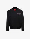 Hugo Boss Snake-and-logo-print Recycled Polyester-blend Bomber Jacket In Black