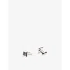 Hugo Boss Mens Black Square Logo-engraved Enamel And Metal Cufflinks