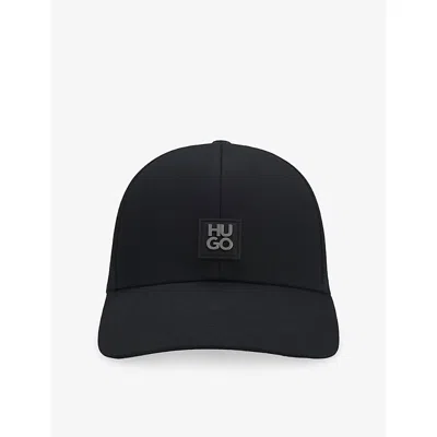 Hugo Boss Mens Black Stacked-logo Cotton-twill Baseball Cap