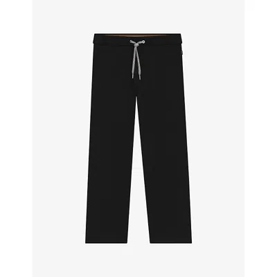Hugo Boss Mens Black Straight-leg Cotton-blend Jogging Bottoms