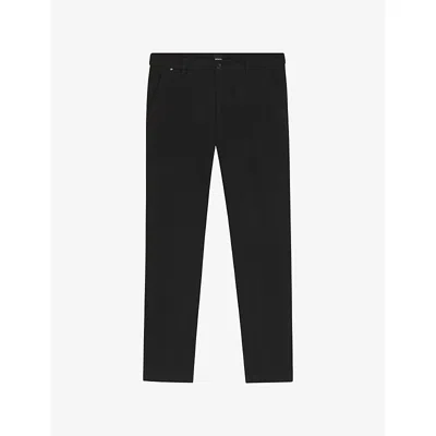 Hugo Boss Mens Black Structured Slim-fit Stretch-cotton Trousers