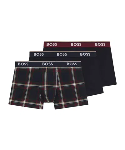 Hugo Boss Mens Boss Bodywear 3-pack Boxer Shorts With Logo Detail In Black