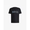 Hugo Boss Mens Dark Blue Brand-print Regular-fit Cotton-jersey T-shirt Xxxl
