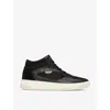Hugo Boss High-top Trainers In Mixed Leathers In Black