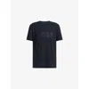 Hugo Boss Mens Dark Blue Crewneck Brand-print Cotton-jersey T-shirt