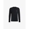 Hugo Boss Mens Dark Blue Crewneck Long-sleeve Stretch-cotton T-shirt