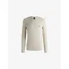 Hugo Boss Mens Open Beige Crewneck Long-sleeve Stretch-cotton T-shirt