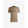 Hugo Boss Cotton-jersey T-shirt With Mirror-effect Logo Print In Light/pastel Green