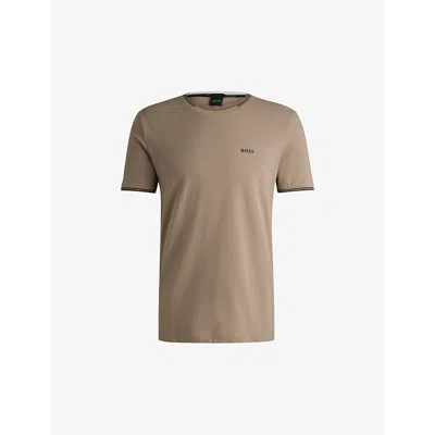 Hugo Boss Mens Boss Logo-print Short-sleeve Cotton T-shirt In Light/pastel Green