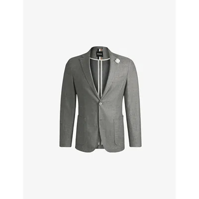 Hugo Boss Mens Boss Notched-lapel Single-breasted Slim-fit Woven Blazer In Medium Green