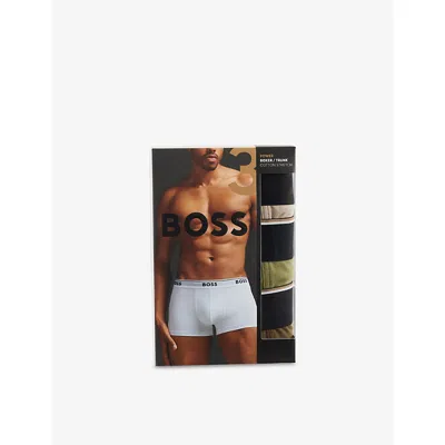 HUGO BOSS MENS BOSS POWER LOGO-WAISTBAND STRETCH-WOVEN TRUNKS