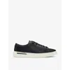 Hugo Boss Double-monogram Trainers In Suede And Leather In Black