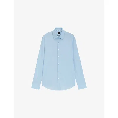 Hugo Boss Regular-fit Shirt In Structured Stretch Jersey In Blue