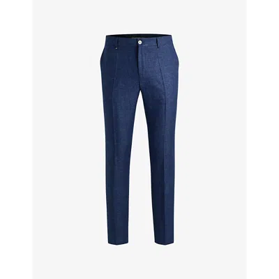 Hugo Boss Mens Boss Straight-leg Slim-fit Stretch-woven Trousers In Dark Blue