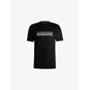 Hugo Boss Mens Black Stripe-embroidered Regular-fit Cotton-jersey T-shirt Xxxl In Black