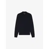 Hugo Boss Mens Dark Blue Zip-neck Regular-fit Wool-knitted Jumper Xxxl In Blue