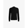 Hugo Boss Mens Brand-embroidered Zipped Cotton-knit Cardigan Black In Black