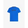 Hugo Boss Mens Medium Blue Brand-print Crewneck Cotton-jersey T-shirt