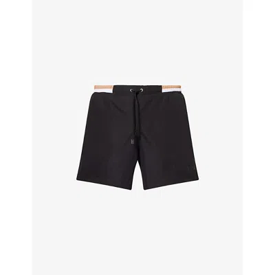 Hugo Boss Mens Branded Elasticated-waist Swim Shorts Black