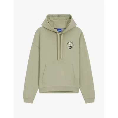 Hugo Boss Mens Branded Matcha Cotton-jersey Hoody Beige Overflow