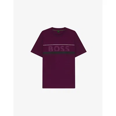 Hugo Boss Mens Bright Pink Brand-print Short-sleeve Cotton T-shirt Xxl In Purple