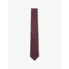 Hugo Boss Mens Micro Monogram-pattern Silk-blend Tie Bright Red