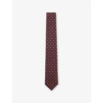 Hugo Boss Mens Micro Monogram-pattern Silk-blend Tie Bright Red