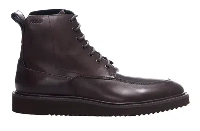 Pre-owned Hugo Boss Mens Brown Leather Boot Distrcit Halb It 50481693201